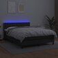 vidaXL atsperu gulta ar matraci, LED, melna, 140x190 cm, mākslīgā āda цена и информация | Gultas | 220.lv