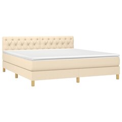 vidaXL atsperu gulta ar matraci, LED, krēmkrāsas audums, 160x200 cm цена и информация | Кровати | 220.lv
