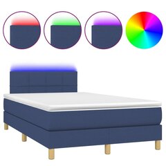 vidaXL atsperu gulta ar matraci, LED, zils audums, 120x200 cm цена и информация | Кровати | 220.lv