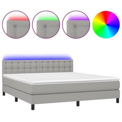 vidaXL atsperu gulta ar matraci, LED, gaiši pelēks audums, 160x200 cm cena un informācija | Gultas | 220.lv