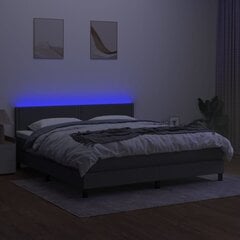 vidaXL atsperu gulta ar matraci, LED, tumši pelēks audums, 160x200 cm цена и информация | Кровати | 220.lv