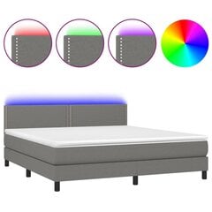 vidaXL atsperu gulta ar matraci, LED, tumši pelēks audums, 160x200 cm cena un informācija | Gultas | 220.lv