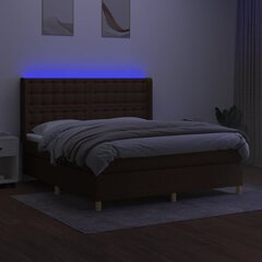 vidaXL atsperu gulta ar matraci, LED, tumši brūns audums, 180x200 cm цена и информация | Кровати | 220.lv