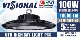 LED VISIONAL Professional line UFO СВЕТИЛЬНИК 100W / 4000K / IP66 цена и информация | Монтируемые светильники, светодиодные панели | 220.lv