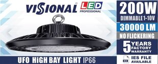 LED VISIONAL Professional line UFO СВЕТИЛЬНИК 200W / 4000K / IP66 цена и информация | Монтируемые светильники, светодиодные панели | 220.lv