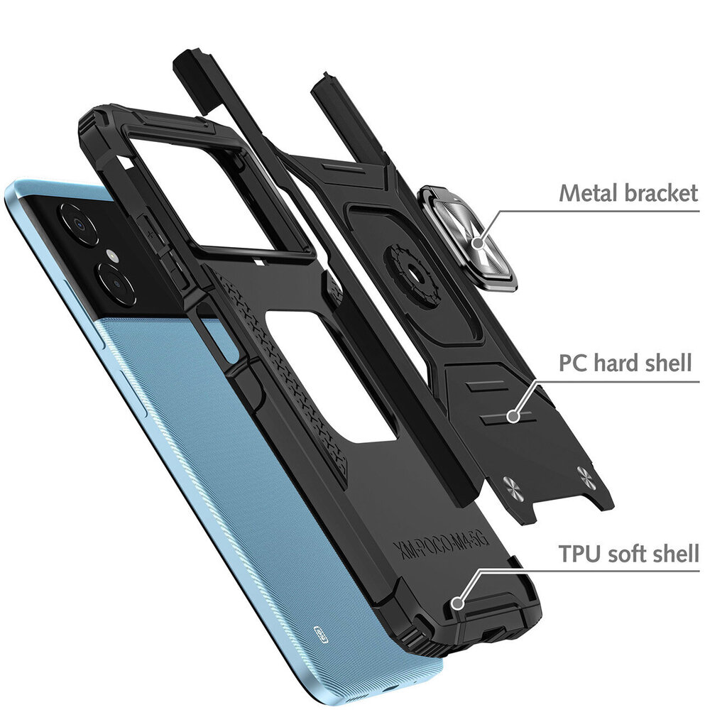 Wozinsky Ring Armor piemērots Xiaomi Redmi Note 11E /Redmi 10 5G / Redmi 10 Prime+ 5G / Poco M4 5G, zils cena un informācija | Telefonu vāciņi, maciņi | 220.lv