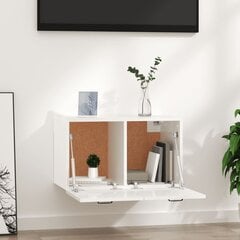 vidaXL sienas plaukts, spīdīgi balts, 80x35x36,5 cm, inženierijas koks цена и информация | Шкафчики в гостиную | 220.lv
