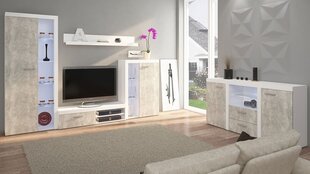 Комплект мебели Rodos-biały / beton jasny цена и информация | Шкафчики в гостиную | 220.lv
