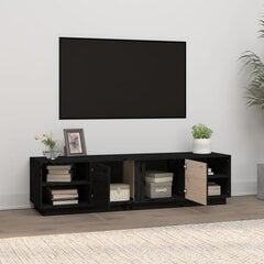 vidaXL TV skapītis, melns, 156x40x40 cm, priedes masīvkoks цена и информация | Тумбы под телевизор | 220.lv