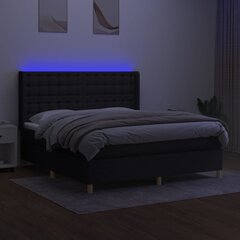 Кровать с пружинами/матрасом/LED, 180х200 см, черный цена и информация | Кровати | 220.lv