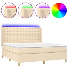 vidaXL atsperu gulta ar matraci, LED, krēmkrāsas audums, 160x200 cm цена и информация | Кровати | 220.lv