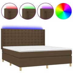 vidaXL atsperu gulta ar matraci, LED, tumši brūns audums, 160x200 cm цена и информация | Кровати | 220.lv