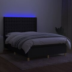 vidaXL atsperu gulta ar matraci, LED, melns audums, 140x190 cm цена и информация | Кровати | 220.lv