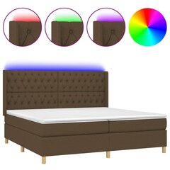 vidaXL atsperu gulta ar matraci, LED, tumši brūns audums, 200x200 cm цена и информация | Кровати | 220.lv