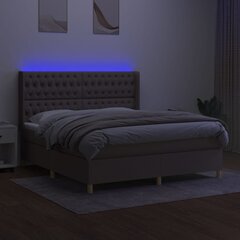 vidaXL atsperu gulta ar matraci, LED, pelēkbrūns audums, 180x200 cm цена и информация | Кровати | 220.lv