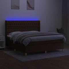 vidaXL atsperu gulta ar matraci, LED, tumši brūns audums, 180x200 cm цена и информация | Кровати | 220.lv