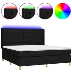 vidaXL atsperu gulta ar matraci, LED, melns audums, 160x200 cm цена и информация | Кровати | 220.lv