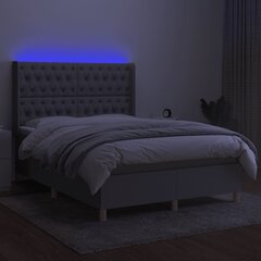 vidaXL atsperu gulta ar matraci, LED, gaiši pelēks audums, 140x190 cm цена и информация | Кровати | 220.lv