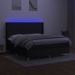 vidaXL atsperu gulta ar matraci, LED, melns audums, 180x200 cm cena un informācija | Gultas | 220.lv