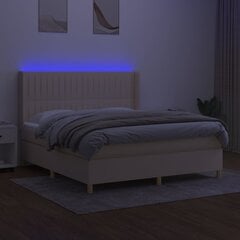 vidaXL atsperu gulta ar matraci, LED, krēmkrāsas audums, 160x200 cm цена и информация | Кровати | 220.lv