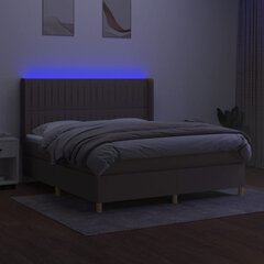 vidaXL atsperu gulta ar matraci, LED, pelēkbrūns audums, 160x200 cm cena un informācija | Gultas | 220.lv