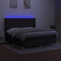 vidaXL atsperu gulta ar matraci, LED, melns audums, 160x200 cm цена и информация | Кровати | 220.lv