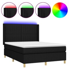 vidaXL atsperu gulta ar matraci, LED, melns audums, 140x190 cm цена и информация | Кровати | 220.lv