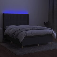 vidaXL atsperu gulta ar matraci, LED, tumši pelēks audums, 140x190 cm цена и информация | Кровати | 220.lv