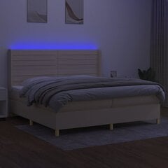 vidaXL atsperu gulta ar matraci, LED, krēmkrāsas audums, 200x200 cm цена и информация | Кровати | 220.lv