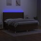 vidaXL atsperu gulta ar matraci, LED, tumši brūns audums, 180x200 cm cena un informācija | Gultas | 220.lv