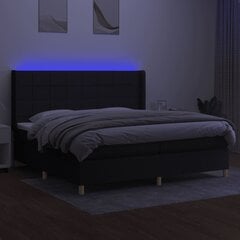 vidaXL atsperu gulta ar matraci, LED, melns audums, 200x200 cm цена и информация | Кровати | 220.lv