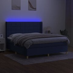 vidaXL atsperu gulta ar matraci, LED, zils audums, 180x200 cm цена и информация | Кровати | 220.lv