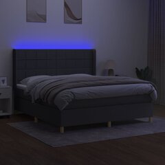 Кровать vidaXL с пружинами/матрас/LED, ткань, 180x200 см, серая цена и информация | Кровати | 220.lv