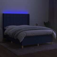 vidaXL atsperu gulta ar matraci, LED, zils audums, 140x200 cm цена и информация | Кровати | 220.lv