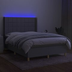 vidaXL atsperu gulta ar matraci, LED, gaiši pelēks audums, 140x200 cm цена и информация | Кровати | 220.lv