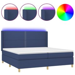 vidaXL atsperu gulta ar matraci, LED, zils audums, 200x200 cm цена и информация | Кровати | 220.lv