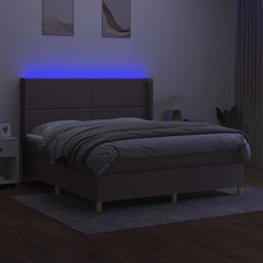 vidaXL atsperu gulta ar matraci, LED, pelēkbrūns audums, 180x200 cm цена и информация | Кровати | 220.lv