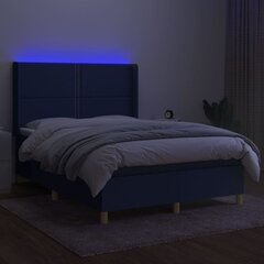 vidaXL atsperu gulta ar matraci, LED, zils audums, 140x190 cm цена и информация | Кровати | 220.lv