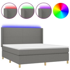 vidaXL atsperu gulta ar matraci, LED, tumši pelēks audums, 180x200 cm cena un informācija | Gultas | 220.lv