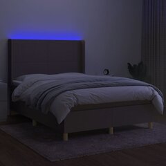 vidaXL atsperu gulta ar matraci, LED, pelēkbrūns audums, 140x200 cm цена и информация | Кровати | 220.lv