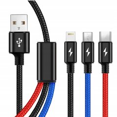 USB kabelis - USB tips C / microUSB / Lightning Pixel 1,1 m цена и информация | Кабели для телефонов | 220.lv