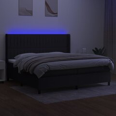 vidaXL atsperu gulta ar matraci, LED, melns audums, 200x200 cm цена и информация | Кровати | 220.lv