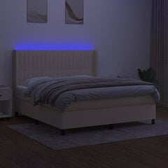 vidaXL atsperu gulta ar matraci, LED, krēmkrāsas audums, 180x200 cm cena un informācija | Gultas | 220.lv