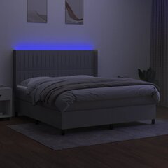 Кровать vidaXL с пружинами/матрас/LED, ткань, 180x200 см, серая цена и информация | Кровати | 220.lv