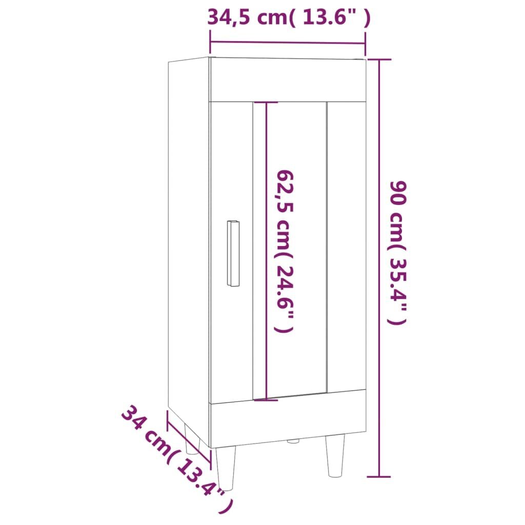 vidaXL kumode, spīdīgi balta, 34,5x34x90 cm, inženierijas koks cena un informācija | Skapīši viesistabai | 220.lv