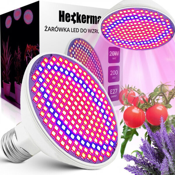 LED spuldze priekš augiem / Fito spuldze / E27/UFO / 1100 Lm / 20W / 200led cena un informācija | Diedzēšanas trauki, augu lampas | 220.lv