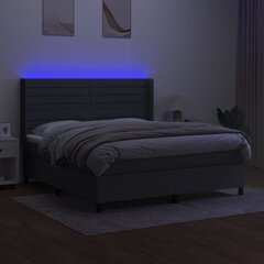vidaXL atsperu gulta ar matraci, LED, tumši pelēks audums, 180x200 cm cena un informācija | Gultas | 220.lv