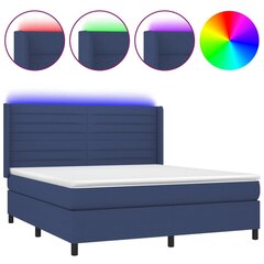 vidaXL atsperu gulta ar matraci, LED, zils audums, 160x200 cm цена и информация | Кровати | 220.lv