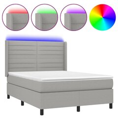 vidaXL atsperu gulta ar matraci, LED, gaiši pelēks audums, 140x200 cm цена и информация | Кровати | 220.lv