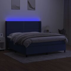 vidaXL atsperu gulta ar matraci, LED, zils audums, 160x200 cm цена и информация | Кровати | 220.lv